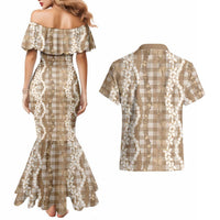 Hawaiian Ohia Lehua Lei Couples Matching Mermaid Dress and Hawaiian Shirt Plaid Palaka Kalaihaahaa Pattern LT9 - Polynesian Pride