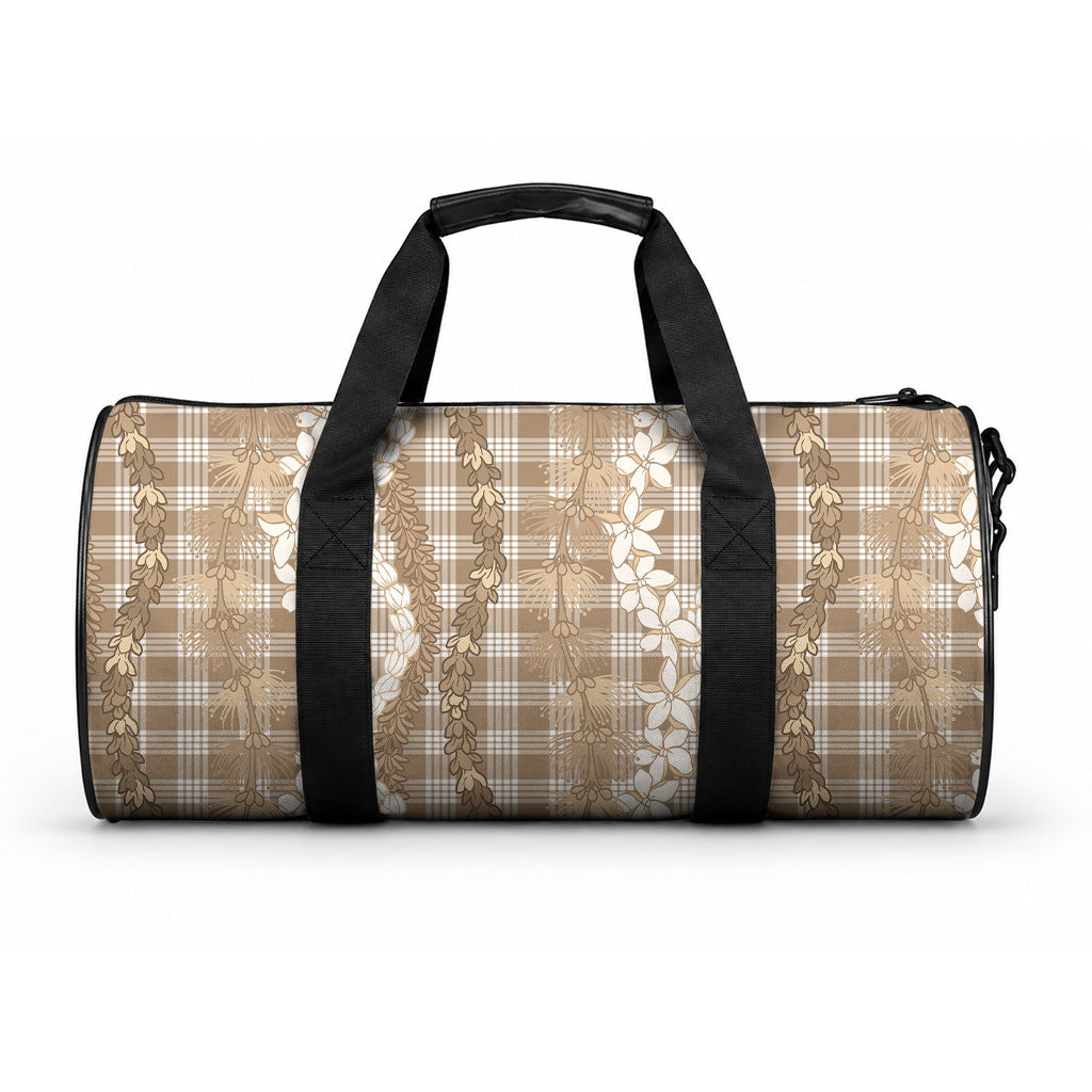 Hawaiian Ohia Lehua Lei Duffle Bag Plaid Palaka Kalaihaahaa Pattern