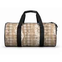 Hawaiian Ohia Lehua Lei Duffle Bag Plaid Palaka Kalaihaahaa Pattern