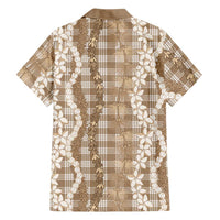 Hawaiian Ohia Lehua Lei Family Matching Off Shoulder Short Dress and Hawaiian Shirt Plaid Palaka Kalaihaahaa Pattern LT9 - Polynesian Pride