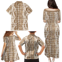 Hawaiian Ohia Lehua Lei Family Matching Puletasi and Hawaiian Shirt Plaid Palaka Kalaihaahaa Pattern LT9 - Polynesian Pride