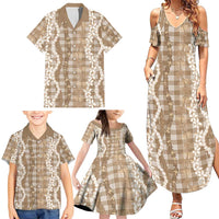 Hawaiian Ohia Lehua Lei Family Matching Summer Maxi Dress and Hawaiian Shirt Plaid Palaka Kalaihaahaa Pattern LT9 - Polynesian Pride