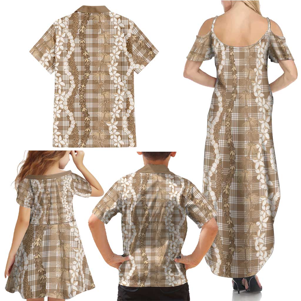 Hawaiian Ohia Lehua Lei Family Matching Summer Maxi Dress and Hawaiian Shirt Plaid Palaka Kalaihaahaa Pattern LT9 - Polynesian Pride