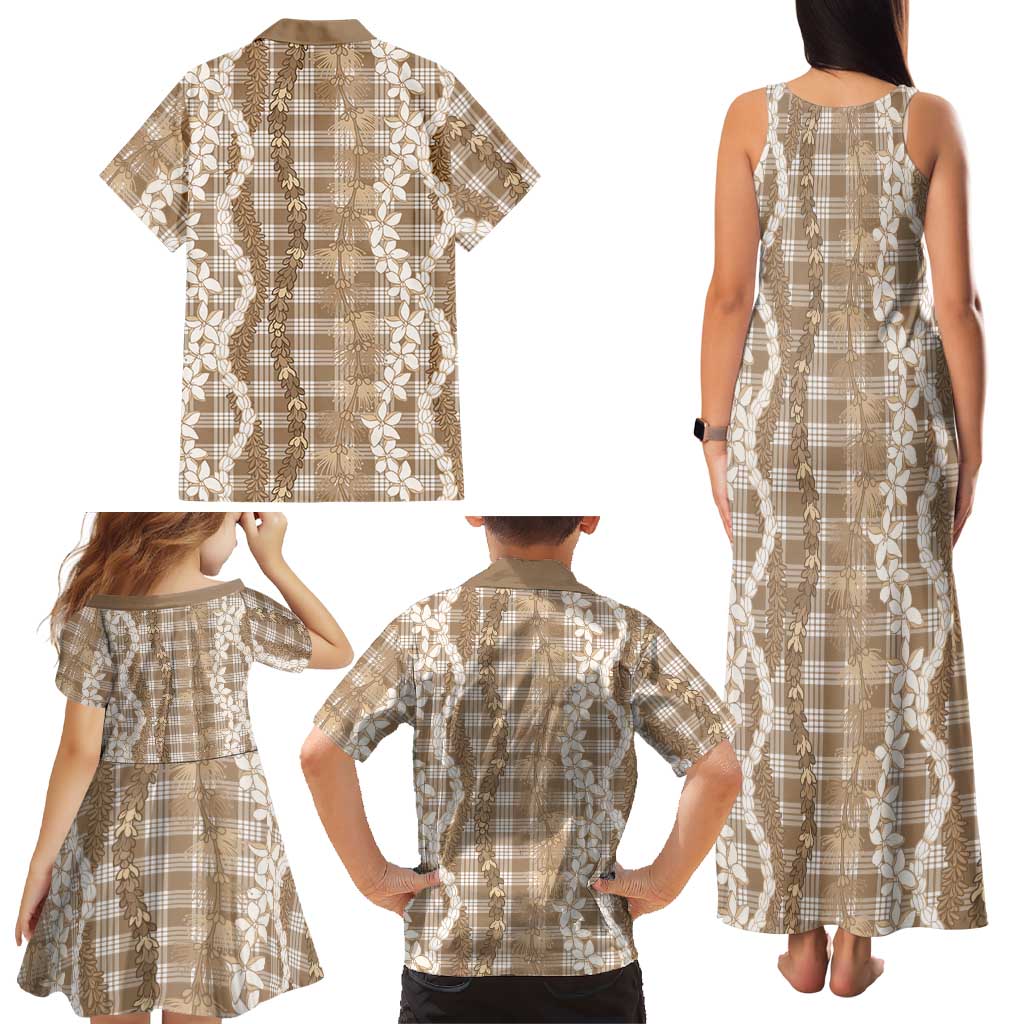 Hawaiian Ohia Lehua Lei Family Matching Tank Maxi Dress and Hawaiian Shirt Plaid Palaka Kalaihaahaa Pattern LT9 - Polynesian Pride