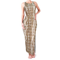 Hawaiian Ohia Lehua Lei Family Matching Tank Maxi Dress and Hawaiian Shirt Plaid Palaka Kalaihaahaa Pattern LT9 Tan - Polynesian Pride