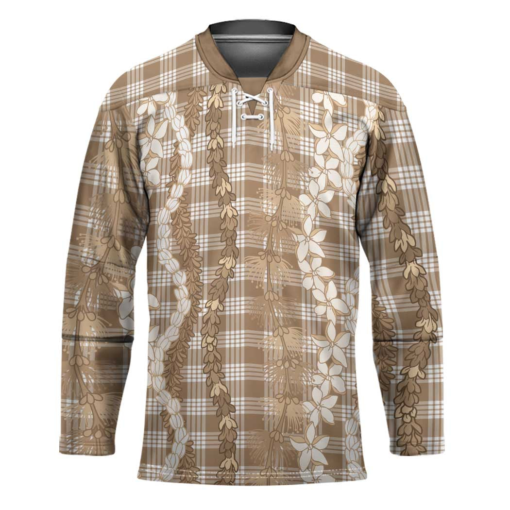 Hawaiian Ohia Lehua Lei Hockey Jersey Plaid Palaka Kalaihaahaa Pattern - Polynesian Pride