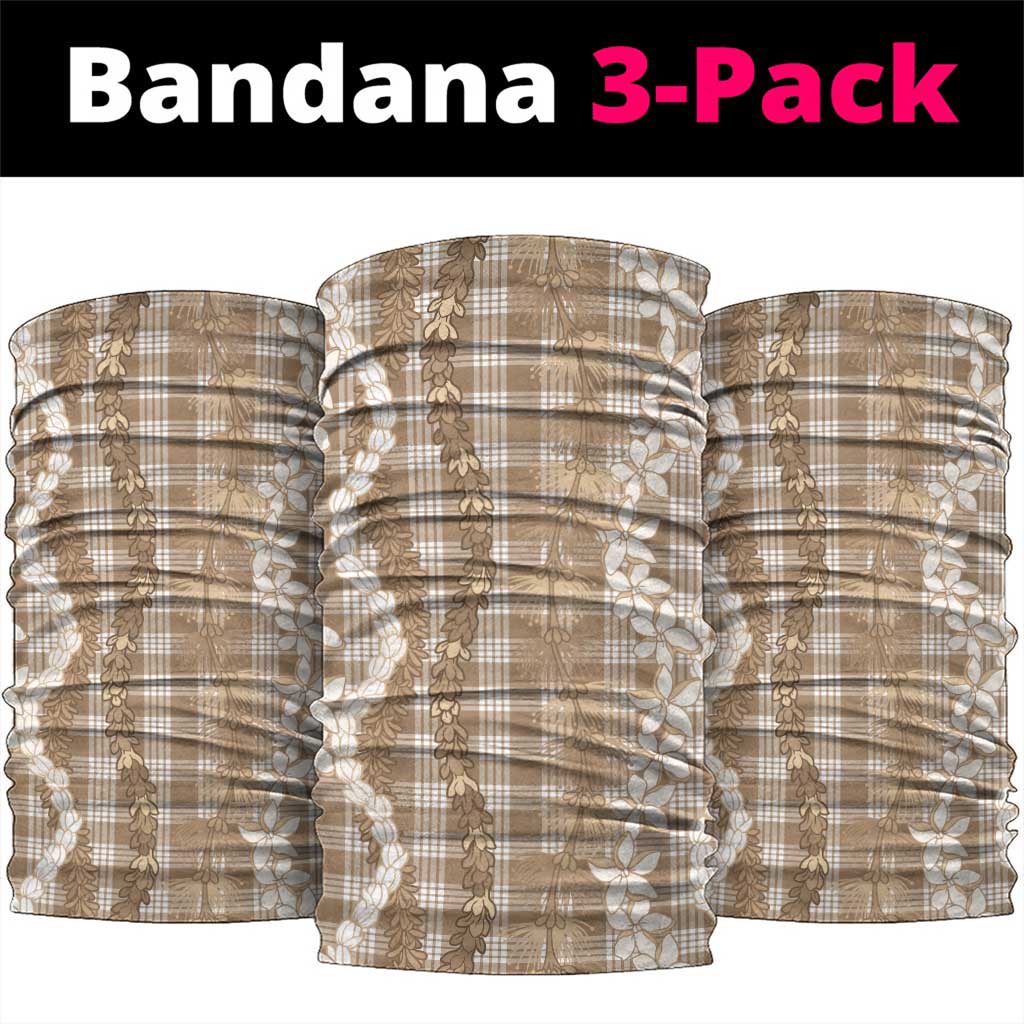 Hawaiian Ohia Lehua Lei Neck Gaiter Plaid Palaka Kalaihaahaa Pattern LT9 package One Size: 25*50cm Tan - Polynesian Pride