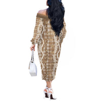 Hawaiian Ohia Lehua Lei Off The Shoulder Long Sleeve Dress Plaid Palaka Kalaihaahaa Pattern - Polynesian Pride