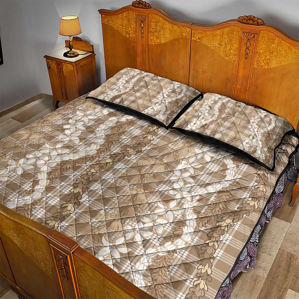 Hawaiian Ohia Lehua Lei Quilt Bed Set Plaid Palaka Kalaihaahaa Pattern - Polynesian Pride