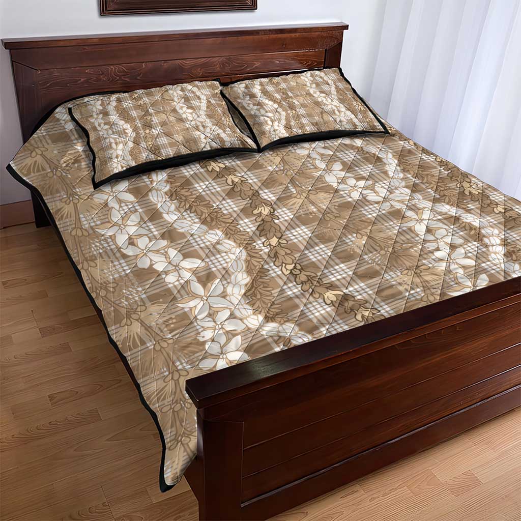 Hawaiian Ohia Lehua Lei Quilt Bed Set Plaid Palaka Kalaihaahaa Pattern - Polynesian Pride