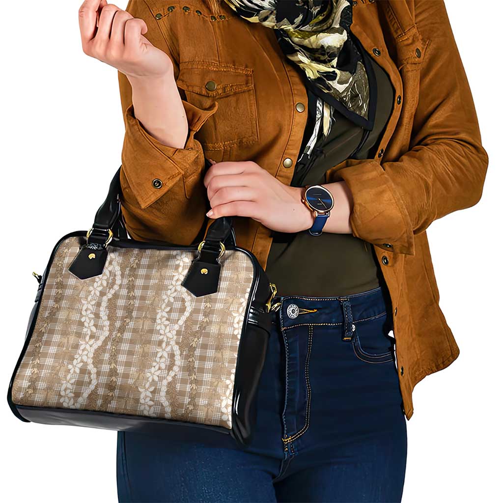 Hawaiian Ohia Lehua Lei Shoulder Handbag Plaid Palaka Kalaihaahaa Pattern - Polynesian Pride
