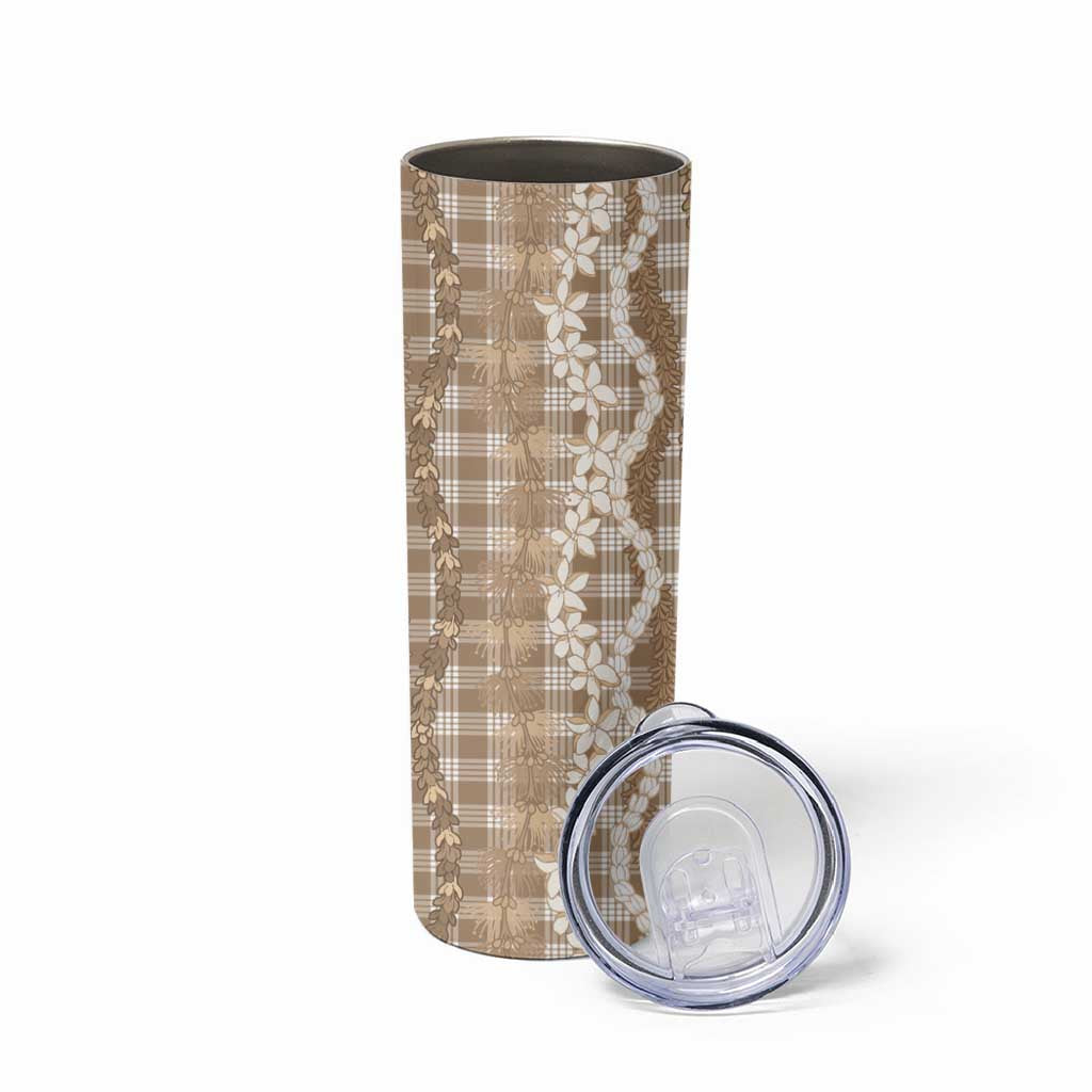Hawaiian Ohia Lehua Lei Skinny Tumbler Plaid Palaka Kalaihaahaa Pattern LT9 - Polynesian Pride