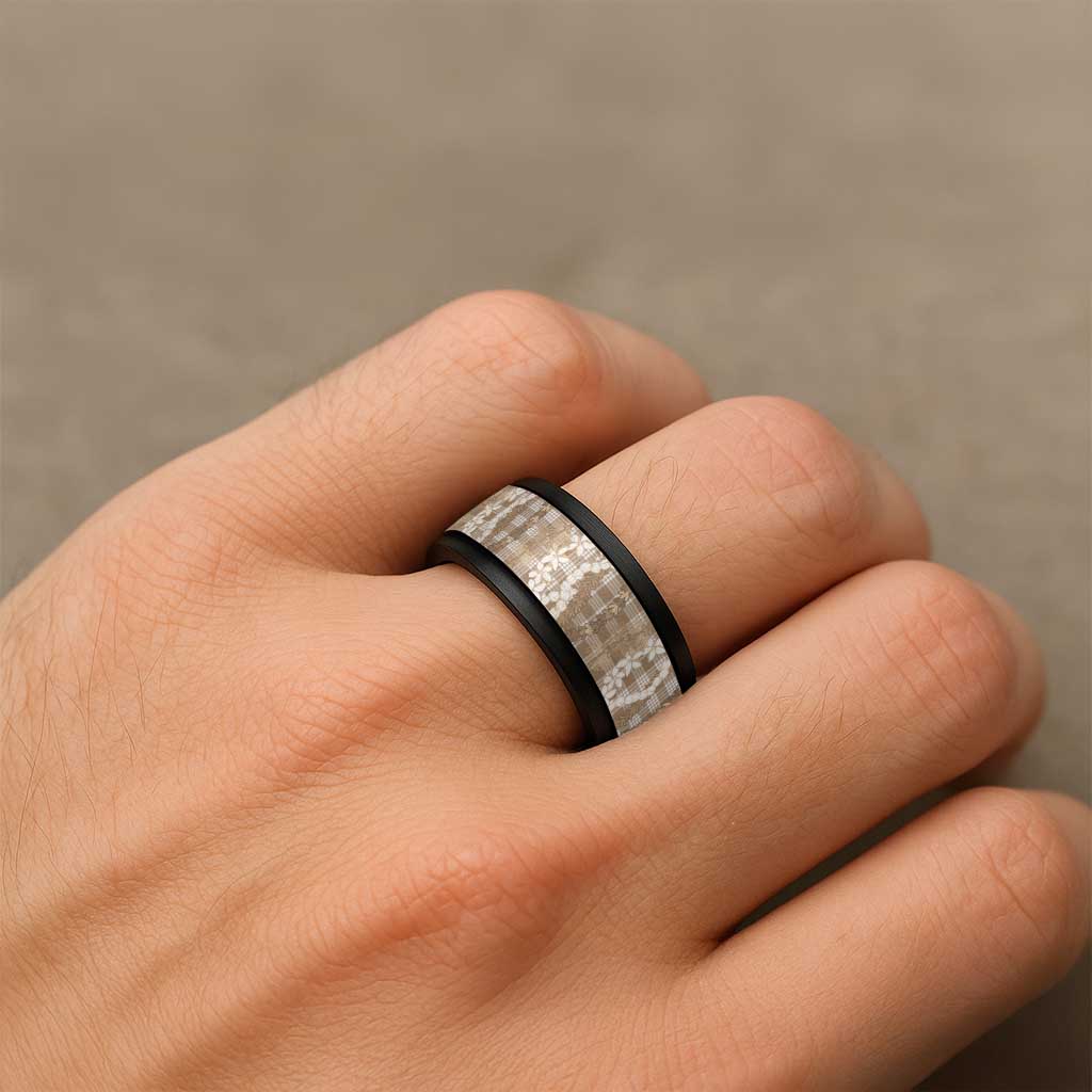 Hawaiian Ohia Lehua Lei Spinner Ring Plaid Palaka Kalaihaahaa Pattern LT9 - Polynesian Pride