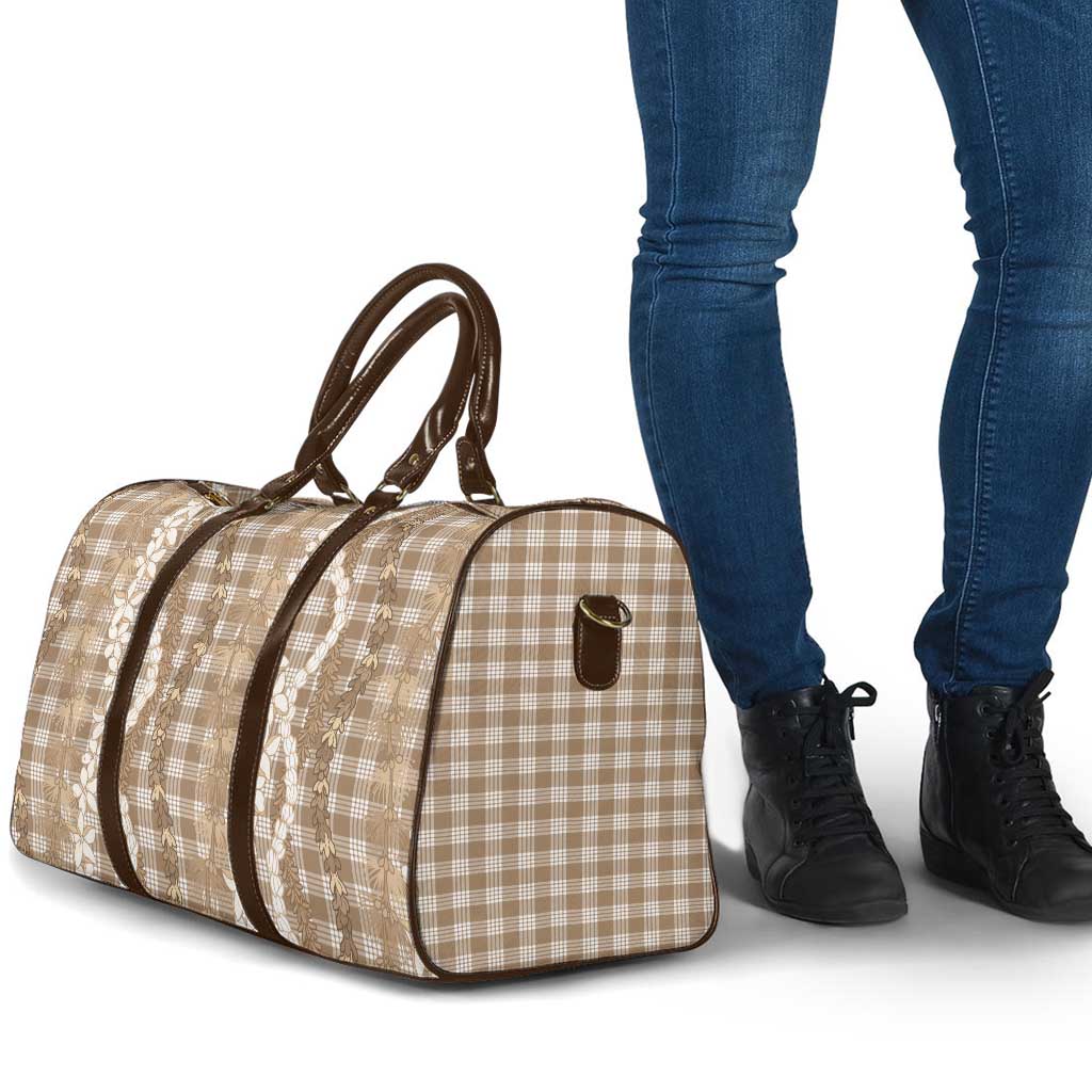 Hawaiian Ohia Lehua Lei Travel Bag Plaid Palaka Kalaihaahaa Pattern - Polynesian Pride