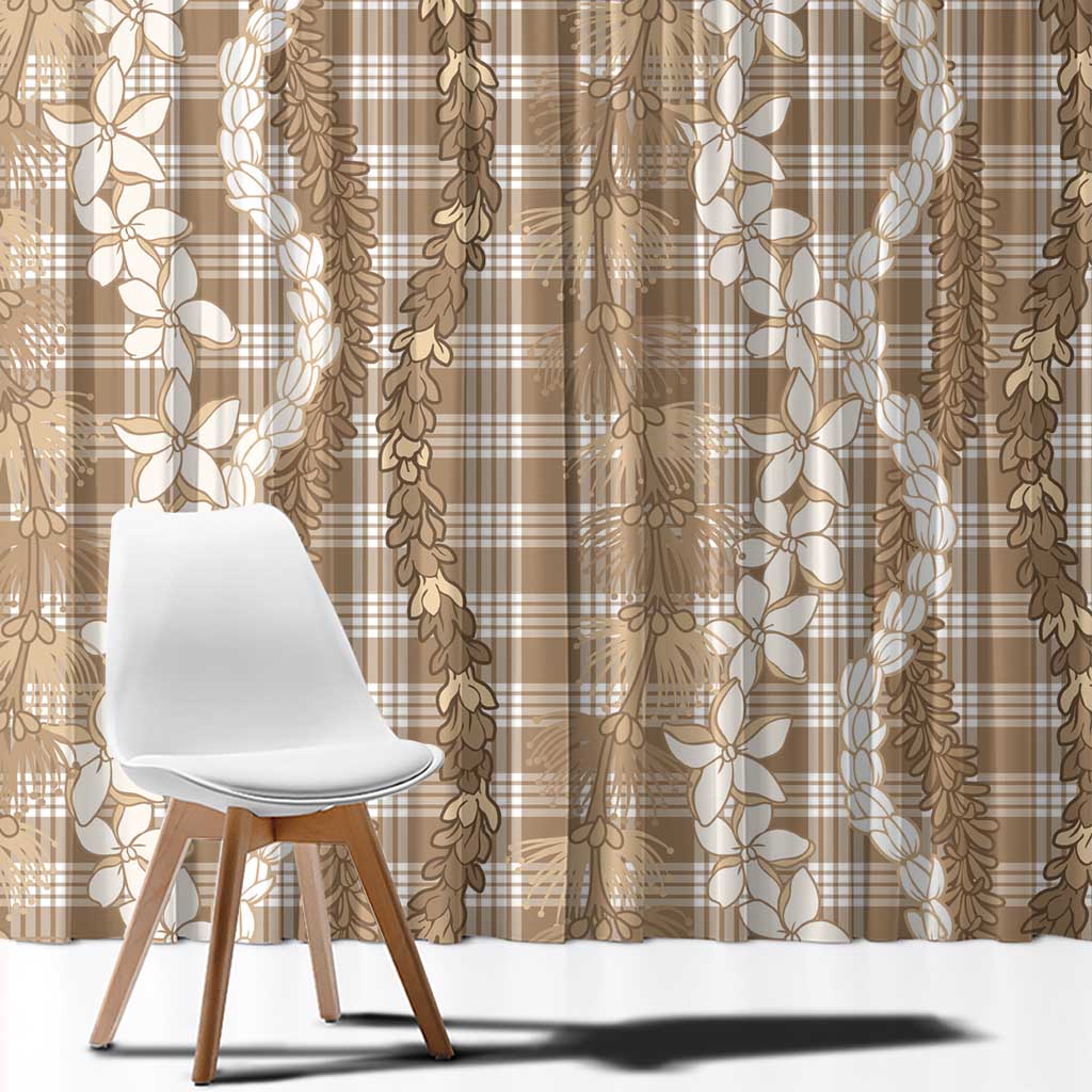Hawaiian Ohia Lehua Lei Window Curtain Plaid Palaka Kalaihaahaa Pattern - Polynesian Pride