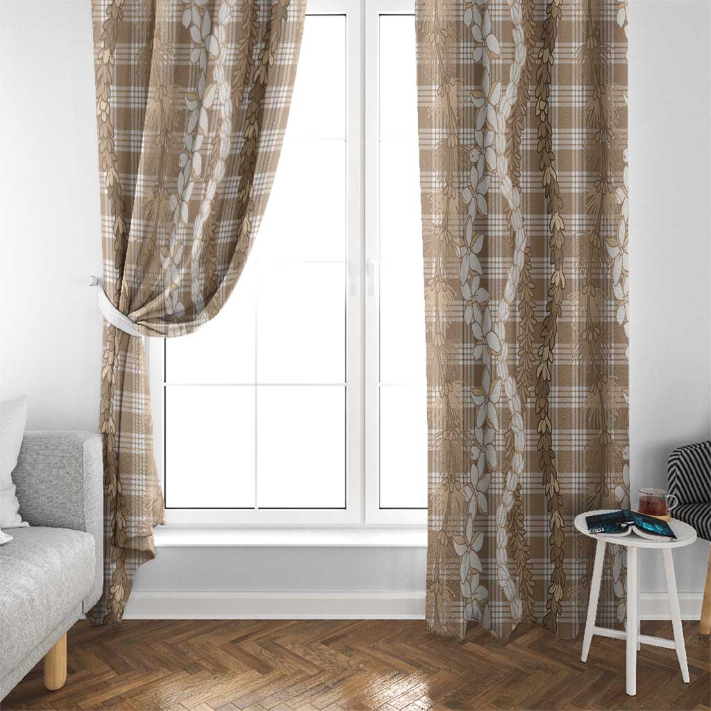 Hawaiian Ohia Lehua Lei Window Curtain Plaid Palaka Kalaihaahaa Pattern - Polynesian Pride