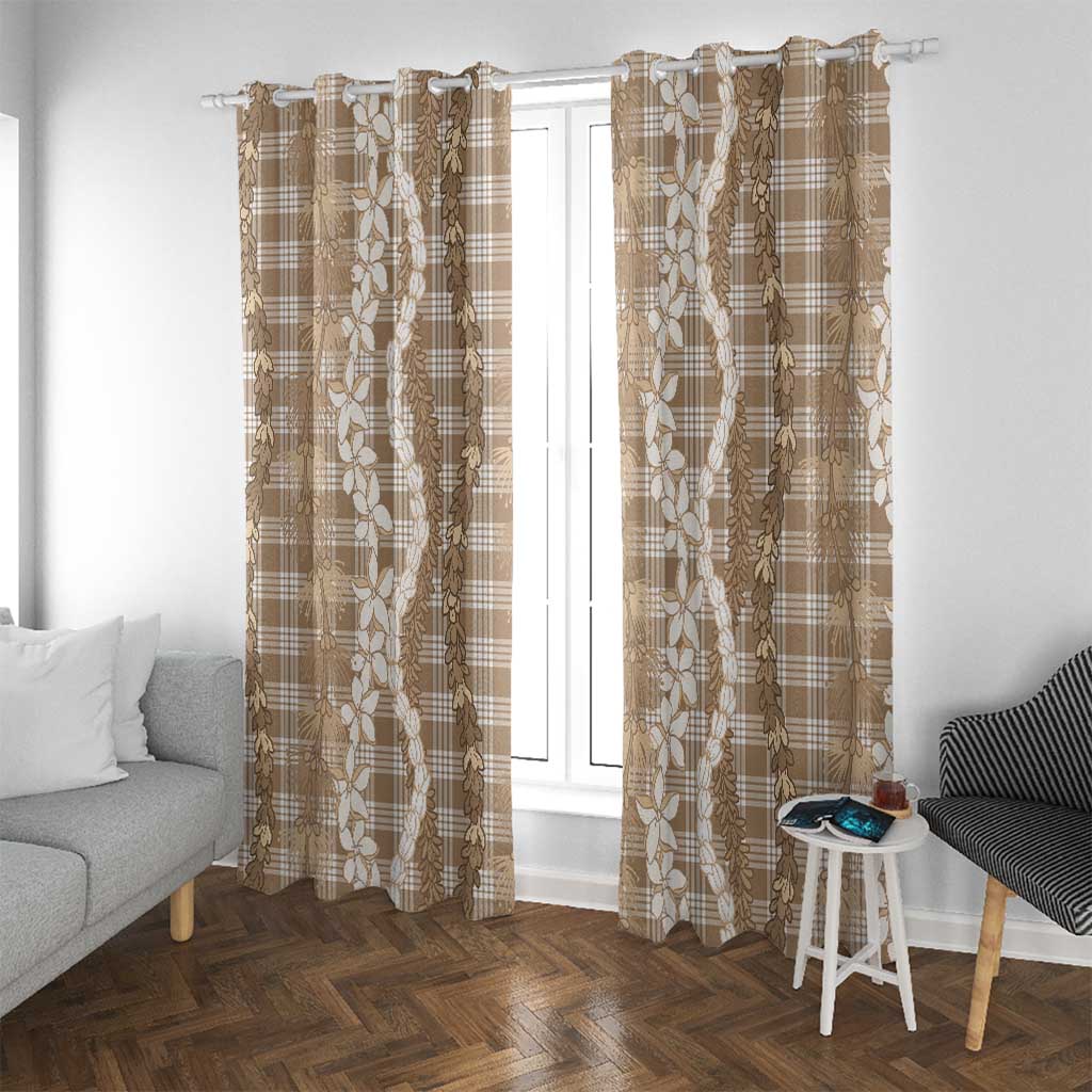 Hawaiian Ohia Lehua Lei Window Curtain Plaid Palaka Kalaihaahaa Pattern - Polynesian Pride