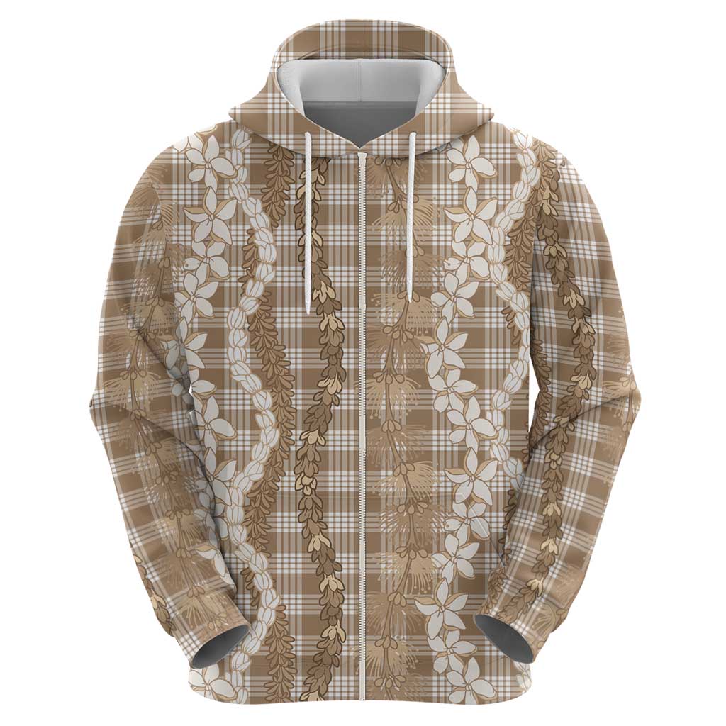 Hawaiian Ohia Lehua Lei Zip Hoodie Plaid Palaka Kalaihaahaa Pattern - Polynesian Pride