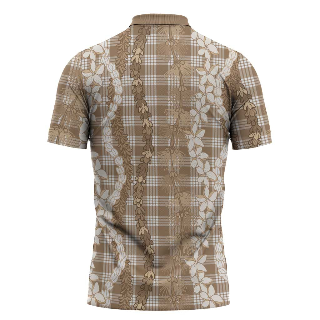 Hawaiian Ohia Lehua Lei Zipper Polo Shirt Plaid Palaka Kalaihaahaa Pattern - Polynesian Pride