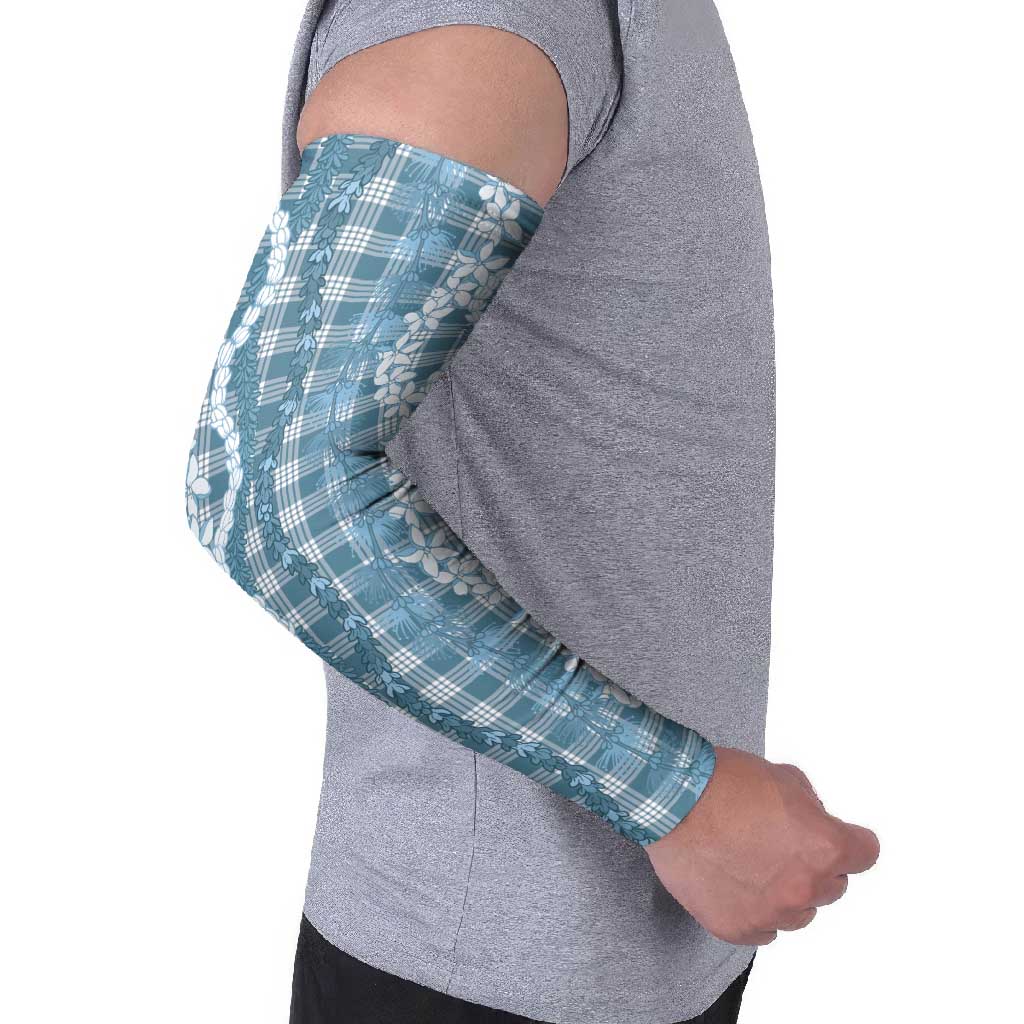 Hawaiian Ohia Lehua Lei Arm Sleeves Plaid Palaka Uliuli Omaomao Pattern - Polynesian Pride