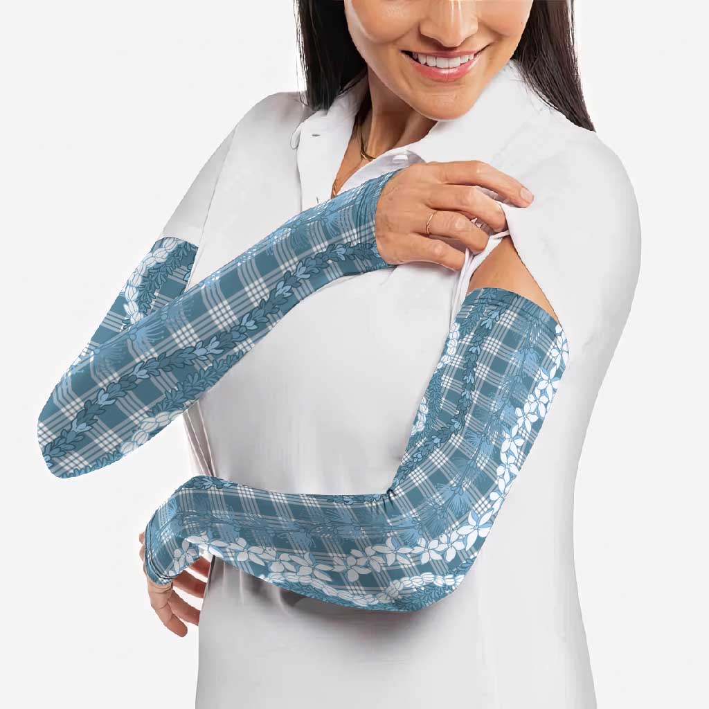 Hawaiian Ohia Lehua Lei Arm Sleeves Plaid Palaka Uliuli Omaomao Pattern - Polynesian Pride