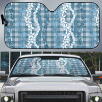 Hawaiian Ohia Lehua Lei Auto Sun Shade Plaid Palaka Uliuli Omaomao Pattern LT9 Teal - Polynesian Pride