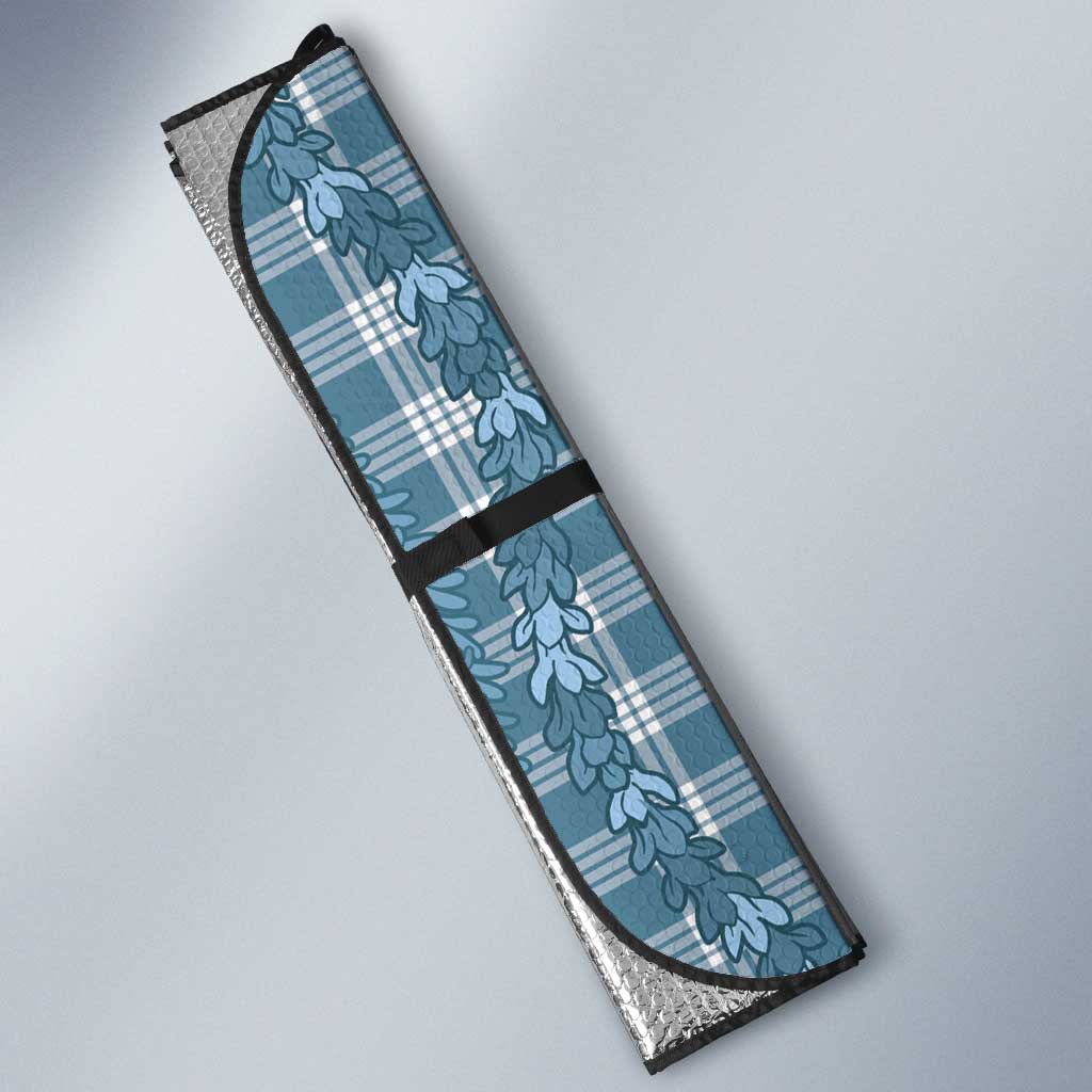 Hawaiian Ohia Lehua Lei Auto Sun Shade Plaid Palaka Uliuli Omaomao Pattern LT9 - Polynesian Pride