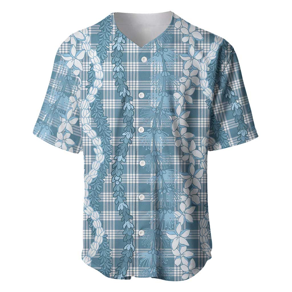 Hawaiian Ohia Lehua Lei Baseball Jersey Plaid Palaka Uliuli Omaomao Pattern LT9 Teal - Polynesian Pride