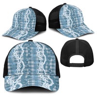 Hawaiian Ohia Lehua Lei Baseball Net Cap Plaid Palaka Uliuli Omaomao Pattern - Polynesian Pride