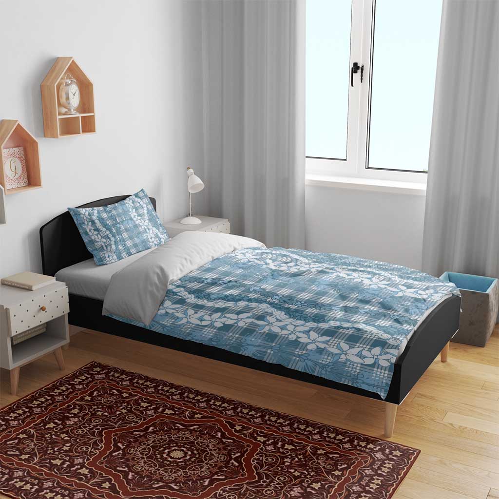 Hawaiian Ohia Lehua Lei Bedding Set Plaid Palaka Uliuli Omaomao Pattern - Polynesian Pride