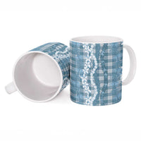 Hawaiian Ohia Lehua Lei Ceramic Mug Plaid Palaka Uliuli Omaomao Pattern - Polynesian Pride