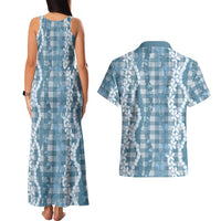 Hawaiian Ohia Lehua Lei Couples Matching Tank Maxi Dress and Hawaiian Shirt Plaid Palaka Uliuli Omaomao Pattern LT9 - Polynesian Pride