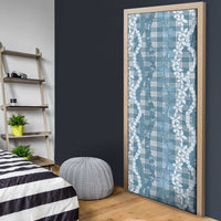 Hawaiian Ohia Lehua Lei Door Cover Plaid Palaka Uliuli Omaomao Pattern - Polynesian Pride
