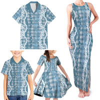 Hawaiian Ohia Lehua Lei Family Matching Tank Maxi Dress and Hawaiian Shirt Plaid Palaka Uliuli Omaomao Pattern LT9 - Polynesian Pride