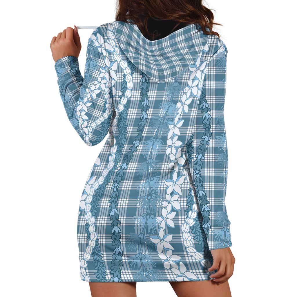 Hawaiian Ohia Lehua Lei Hoodie Dress Plaid Palaka Uliuli Omaomao Pattern - Polynesian Pride