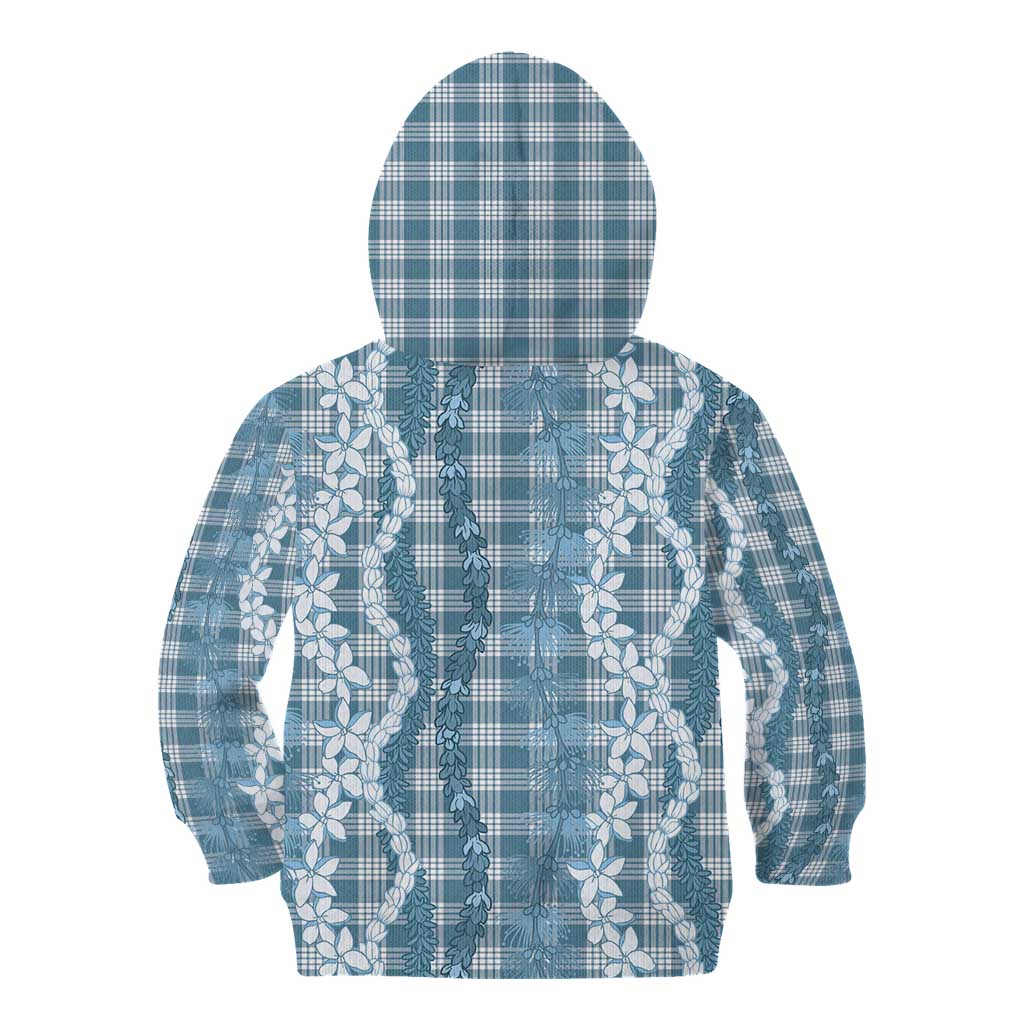 Hawaiian Ohia Lehua Lei Kid Hoodie Plaid Palaka Uliuli Omaomao Pattern - Polynesian Pride