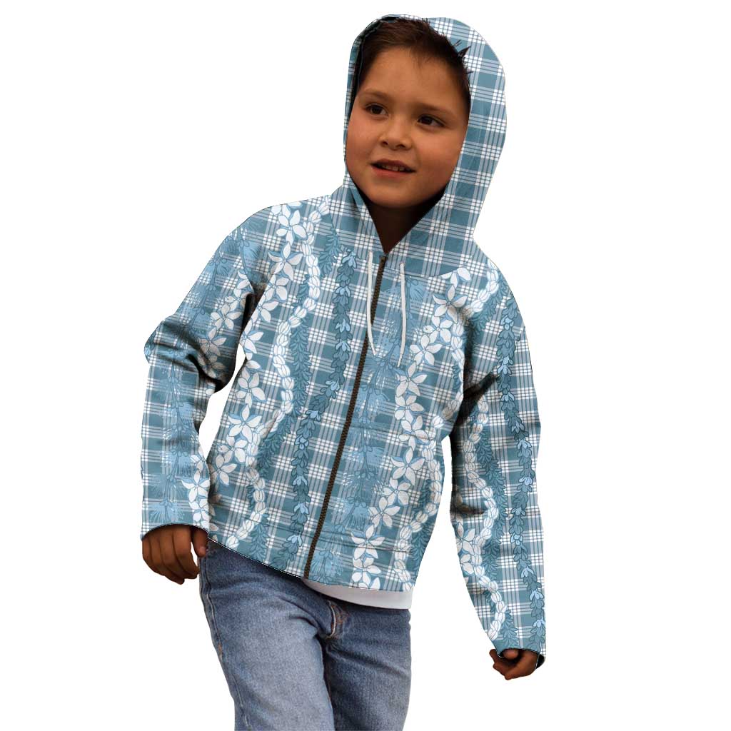Hawaiian Ohia Lehua Lei Kid Hoodie Plaid Palaka Uliuli Omaomao Pattern - Polynesian Pride