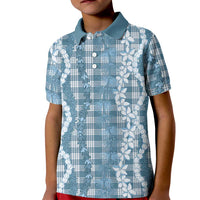 Hawaiian Ohia Lehua Lei Kid Polo Shirt Plaid Palaka Uliuli Omaomao Pattern LT9 Kid Teal - Polynesian Pride