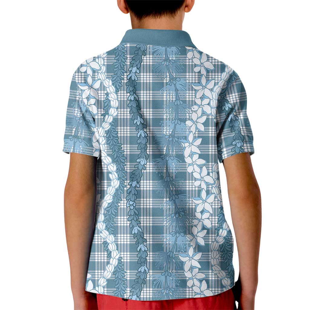 Hawaiian Ohia Lehua Lei Kid Polo Shirt Plaid Palaka Uliuli Omaomao Pattern LT9 - Polynesian Pride