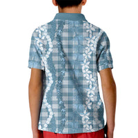 Hawaiian Ohia Lehua Lei Kid Polo Shirt Plaid Palaka Uliuli Omaomao Pattern LT9 - Polynesian Pride