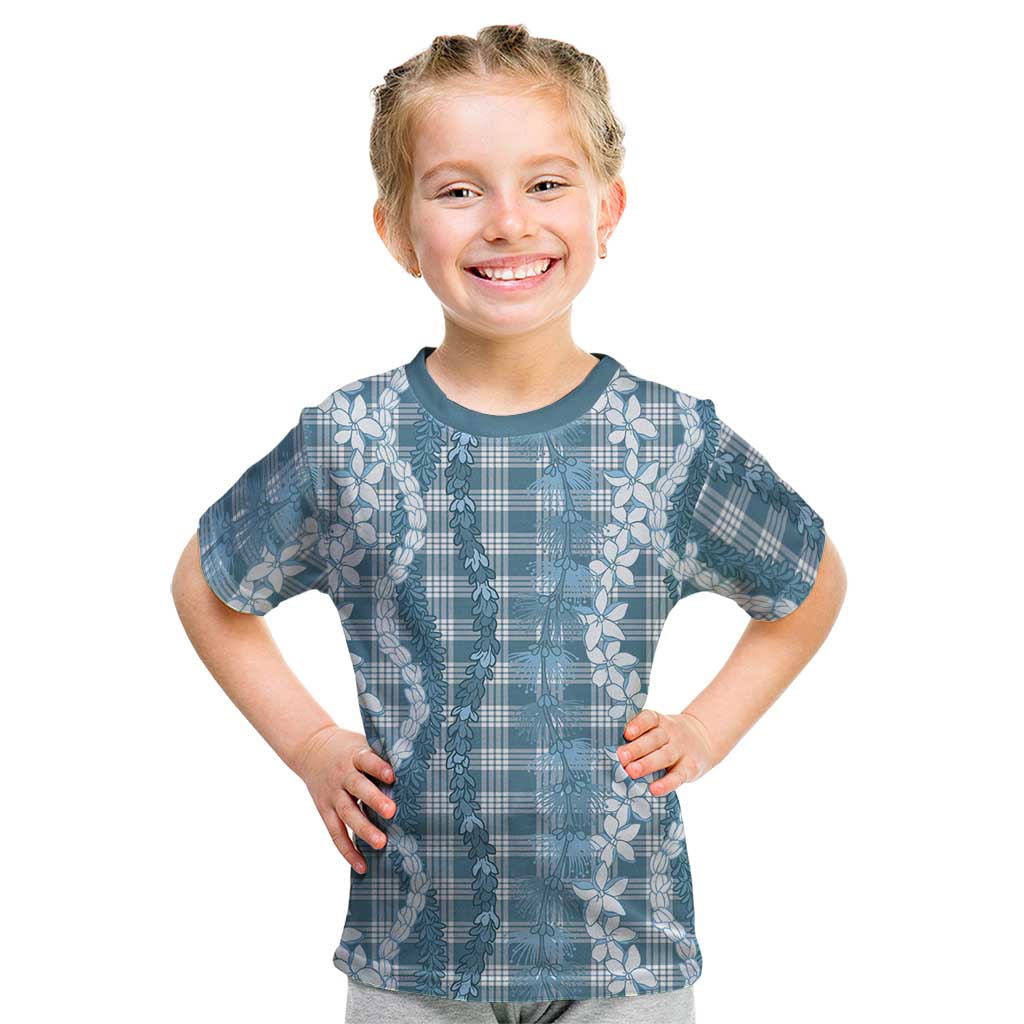 Hawaiian Ohia Lehua Lei Kid T Shirt Plaid Palaka Uliuli Omaomao Pattern - Polynesian Pride