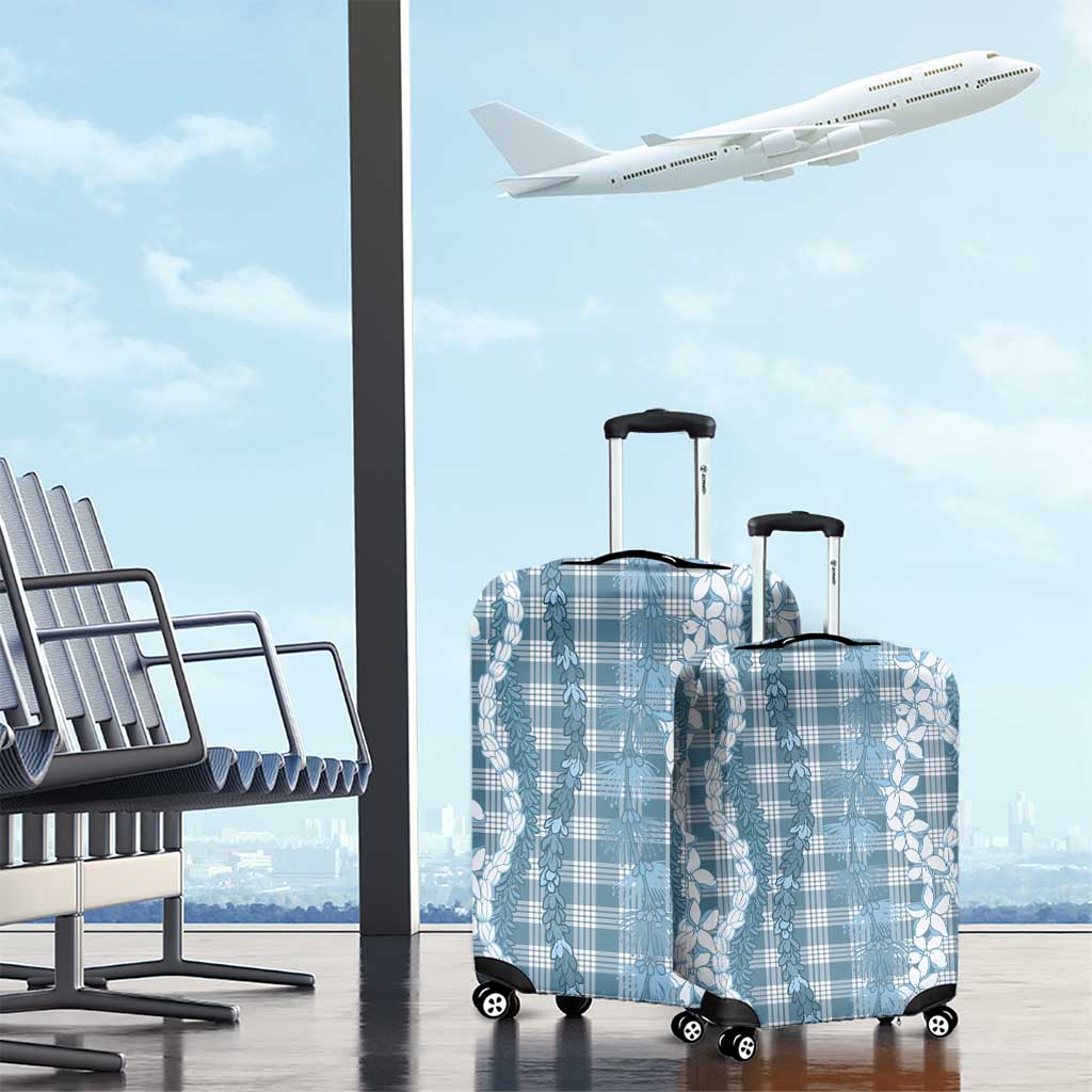 Hawaiian Ohia Lehua Lei Luggage Cover Plaid Palaka Uliuli Omaomao Pattern - Polynesian Pride