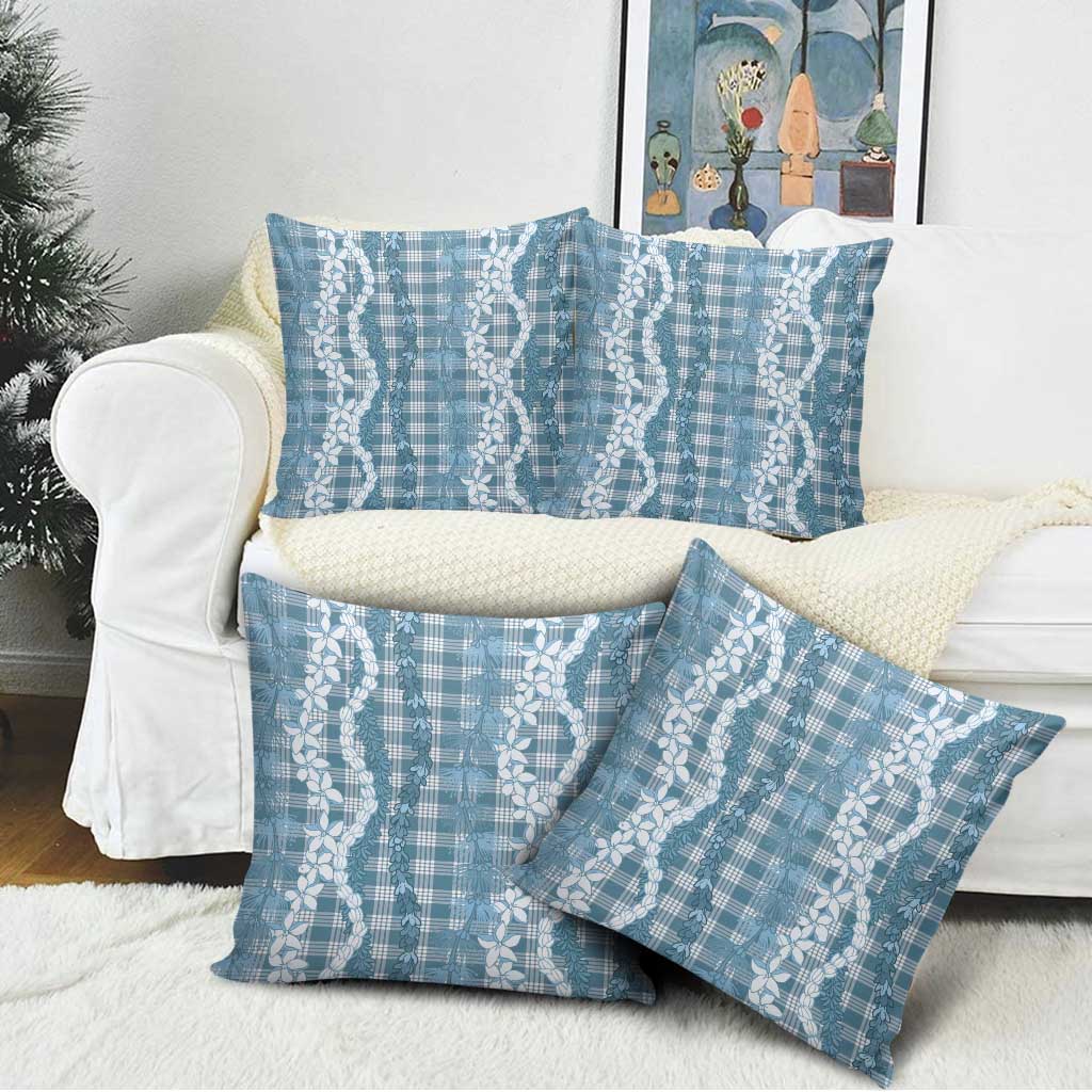 Hawaiian Ohia Lehua Lei Pillow Cover Plaid Palaka Uliuli Omaomao Pattern - Polynesian Pride
