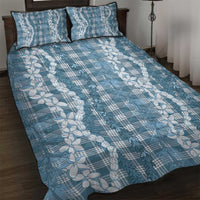 Hawaiian Ohia Lehua Lei Quilt Bed Set Plaid Palaka Uliuli Omaomao Pattern LT9 Teal - Polynesian Pride