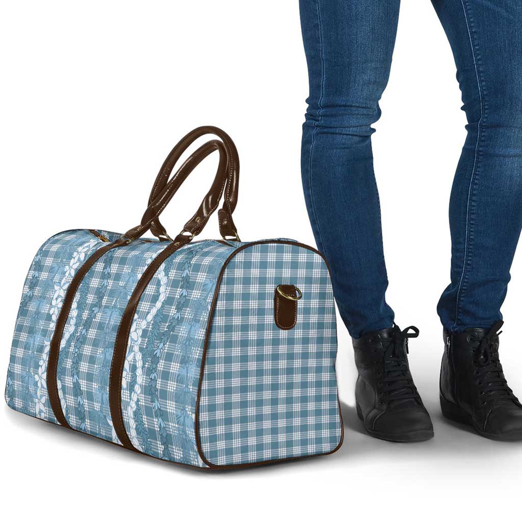 Hawaiian Ohia Lehua Lei Travel Bag Plaid Palaka Uliuli Omaomao Pattern - Polynesian Pride