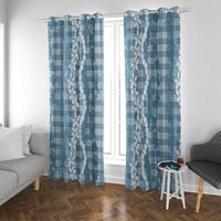 Hawaiian Ohia Lehua Lei Window Curtain Plaid Palaka Uliuli Omaomao Pattern LT9 With Grommets Teal - Polynesian Pride