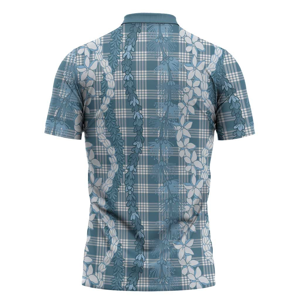 Hawaiian Ohia Lehua Lei Zipper Polo Shirt Plaid Palaka Uliuli Omaomao Pattern - Polynesian Pride
