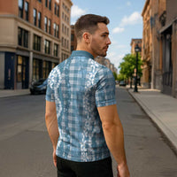Hawaiian Ohia Lehua Lei Zipper Polo Shirt Plaid Palaka Uliuli Omaomao Pattern - Polynesian Pride