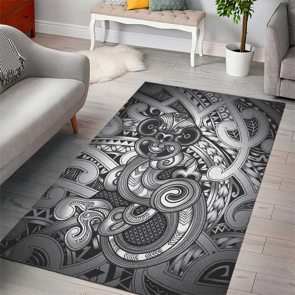 Aotearoa Maori Hei Tiki Area Rug Kiwikiwi Kowhaiwhai Puhoro Motif