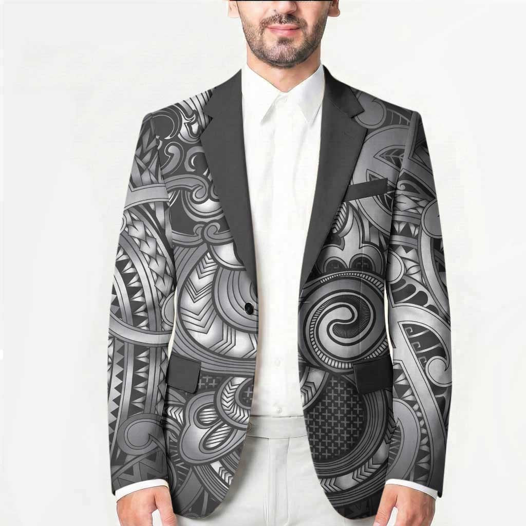 Aotearoa Maori Hei Tiki Blazer Kiwikiwi Kowhaiwhai Puhoro Motif